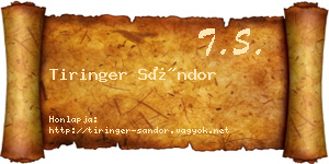 Tiringer Sándor névjegykártya